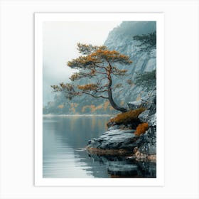 Lone Tree On A Rocky Shore Art Print