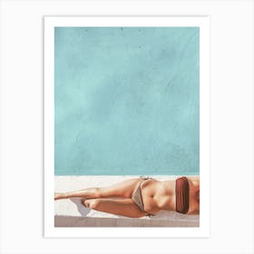 Woman Sunbathing At The Swimming Pool Art Print