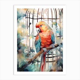 Watercolour Bird And Birdcage 3 Art Print
