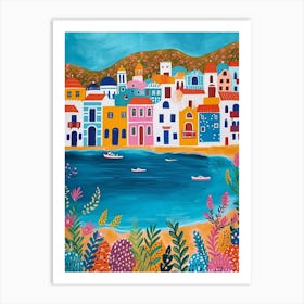 Kitsch Colourful Mykonos 2 Art Print