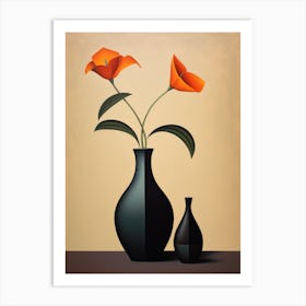 Flowers In Black Vase Art Print