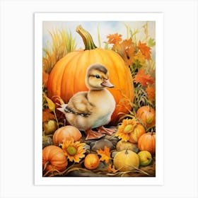 Autumnal Duckling 1 Art Print