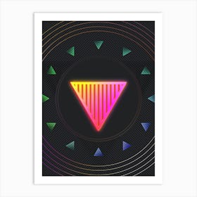 Neon Geometric Glyph in Pink and Yellow Circle Array on Black n.0056 Art Print