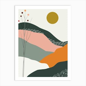 Mountain Tree Abstract Modern Boho Sun Decor Plant Nature Landscape 1 Art Print