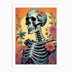 Floral Skeleton In The Style Of Pop Art (32) Art Print