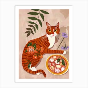 Cat And Pizza 6 Art Print