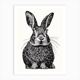 Beveren Blockprint Rabbit Illustration 4 Art Print