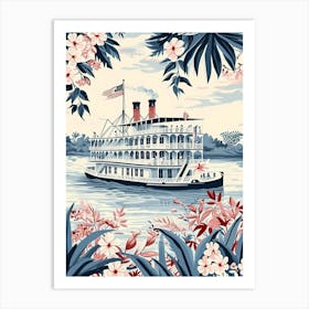 Steamboat Natchez Storybook Illustration 2 Art Print