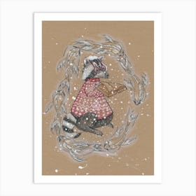 Winter raccoon Art Print