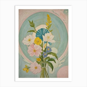 Pastel Flowers In A Vase Art Print