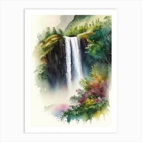 Manawaiopuna Falls, United States Water Colour  (2) Art Print