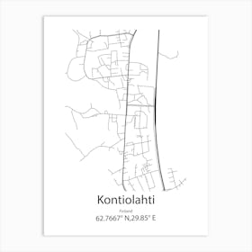 Kontiolahti,Finland Minimalist Map Art Print