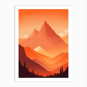 Misty Mountains Vertical Composition In Orange Tone 111 Art Print