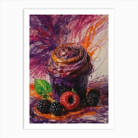 Cupcake With Berries Art Print