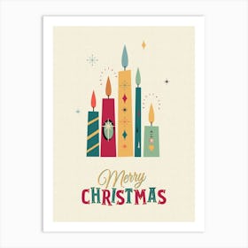 Mid Century Modern Christmas Candles 2 Art Print