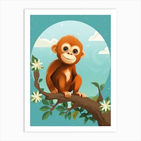 Baby Animal Illustration  Orangutan 2 Art Print