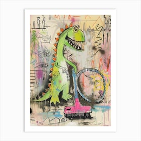 Dinosaur Hoovering The House Graffiti Style 2 Art Print