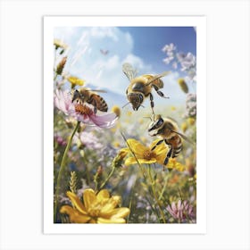 Halictidae Bee Realism Illustration 16 Art Print