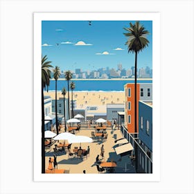Venice Beach California, Usa, Graphic Illustration 2 Art Print