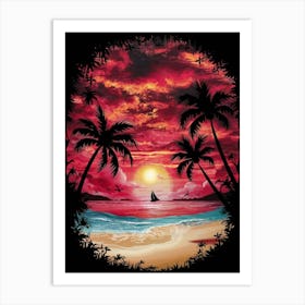 Sunset At The Beach 11 Art Print