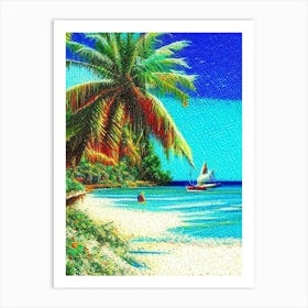 Cayo Levantado Dominican Republic Pointillism Style Tropical Destination Art Print