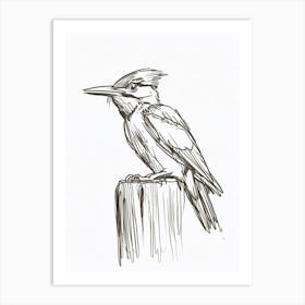 B&W Woodpecker Art Print