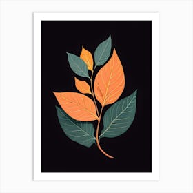 Abstract Leaves On Black Background Art Print