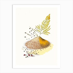 Mustard Seed Spices And Herbs Pencil Illustration 4 Art Print