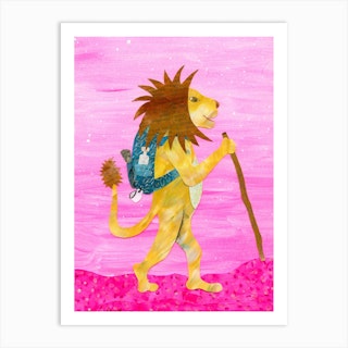 Lion In Pink Art Print
