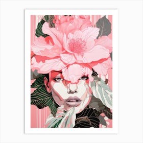 Portrait Of A Woman With Flowers 2 Art Print