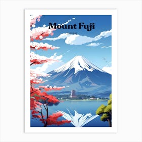 Mount Fuji Japan Adventure Travel Illustration Art Print