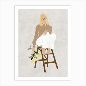 Blonde Woman | Faceless Portrait Boho Mid Century Modern Art Print