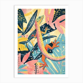 Colourful Rainbow Lizard Modern Abstract Illustration 3 Art Print