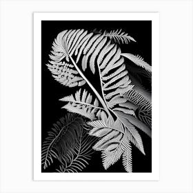 Mimosa Leaf Linocut 1 Art Print