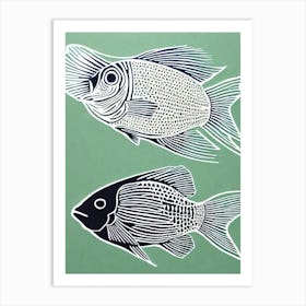 Angelfish II Linocut Art Print