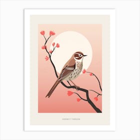 Minimalist Hermit Thrush 1 Bird Poster Art Print