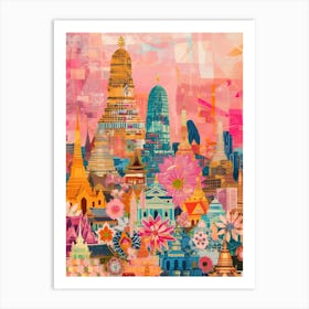 Bangkok   Retro Collage Style 1 Art Print