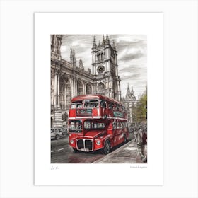 London United Kingdom Drawing Pencil Style 3 Travel Poster Art Print