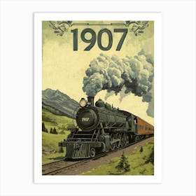 Aihrgdesign A Retro Poster Of A Powerful Steam Locomotive In 1 Art Print