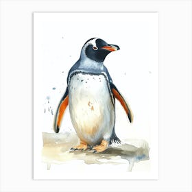 Humboldt Penguin Zavodovski Island Watercolour Painting 1 Art Print