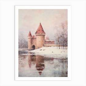 Dreamy Winter Painting Trakai Castle Lithuania 1 Art Print