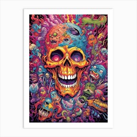 Skull With Monsters Art Print