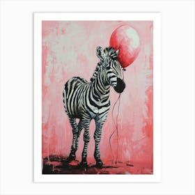 Cute Zebra 1 With Balloon Art Print