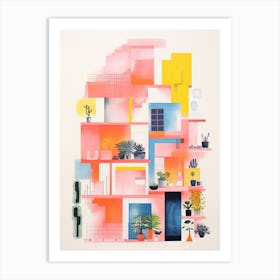 A House In Dubai, Abstract Risograph Style 1 Art Print