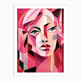 Pink Cubist Portraits Art Print