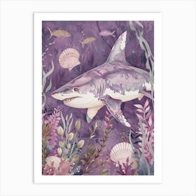 Purple Goblin Shark Illustration 1 Art Print