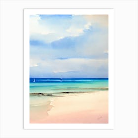 Orient Bay Beach 2, St Martin Watercolour Art Print