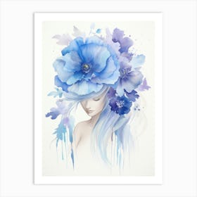 Blue Flower Girl 2 Art Print