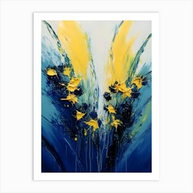 Yellow And Blue Abstract Painting Art Print