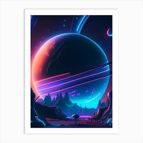 Gemini Planet Neon Nights Space Art Print